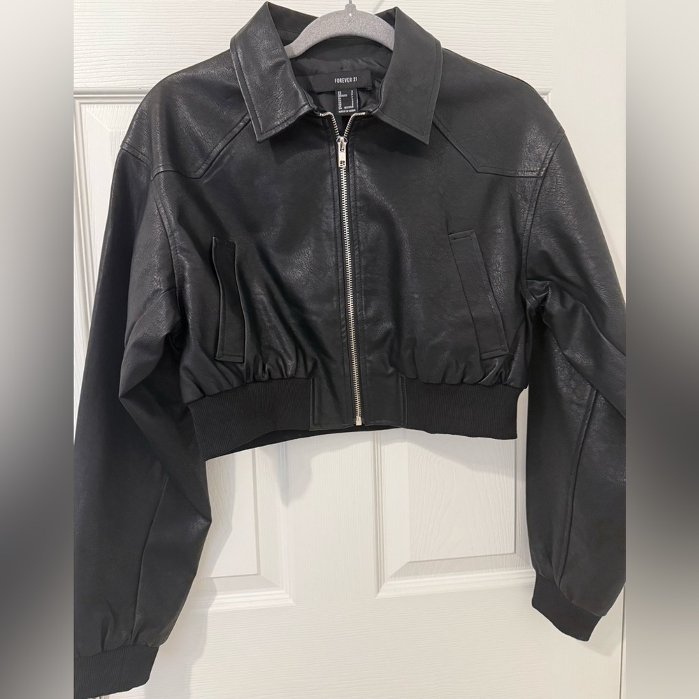 Forever 21 Faux Leather Bomber Jacket